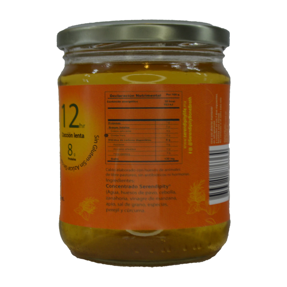 Bone Broth Pavo. Paquete de 6 y 12 frascos de 400 ml cada uno.