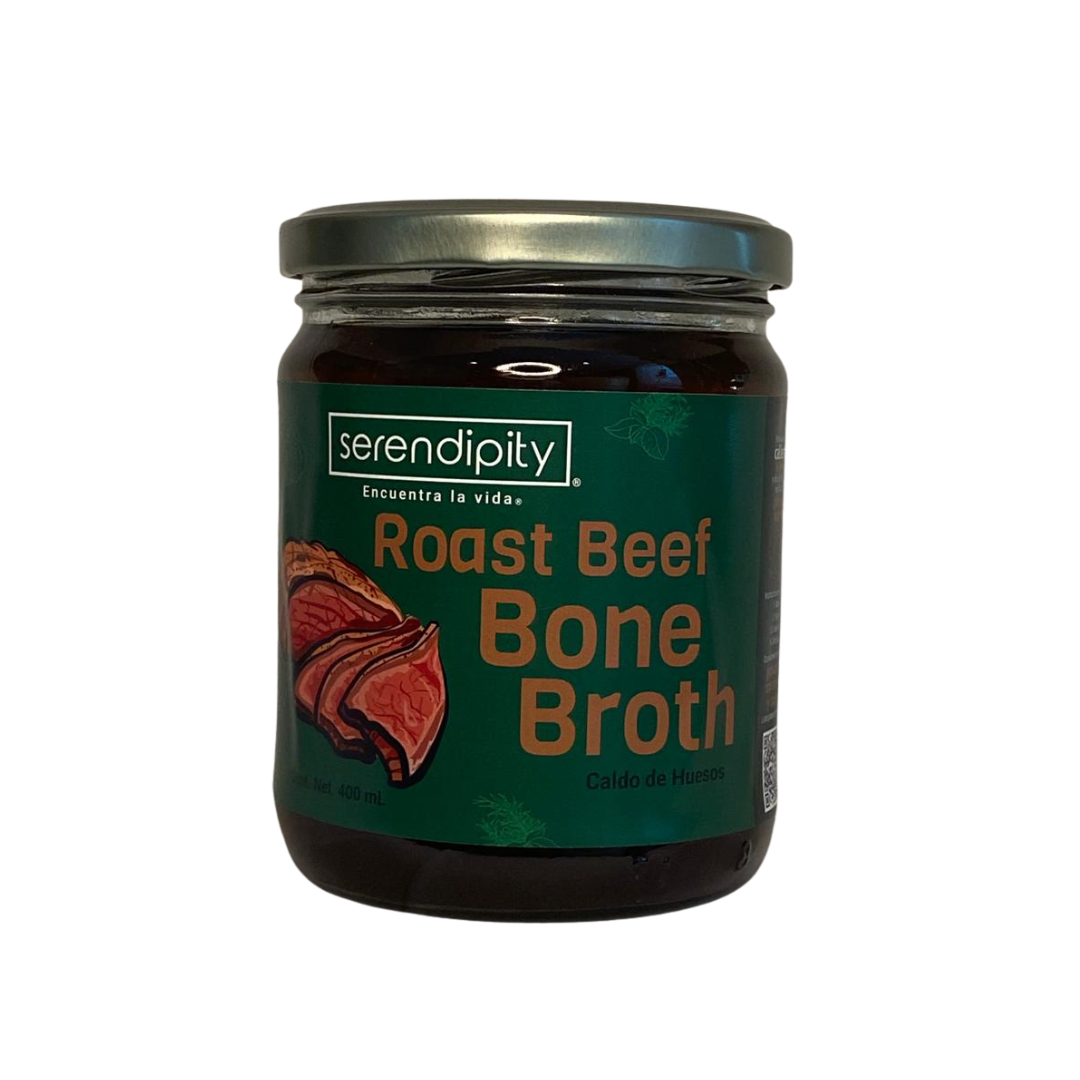 Bone Broth Roast Beef. Paquete de 6 y 12 frascos de 400 ml cada uno.