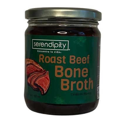 Bone Broth Roast Beef. Paquete de 6 y 12 frascos de 400 ml cada uno.