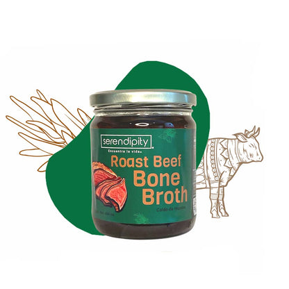 Bone Broth Roast Beef. Paquete de 6 y 12 frascos de 400 ml cada uno.