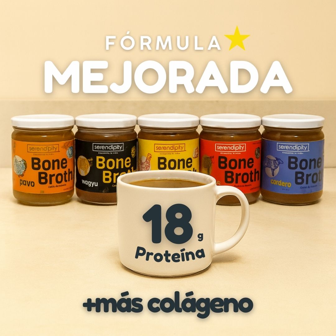 Caldo de huesos serendipoty, fórmula mejorada ahora mas proteina mas colageno