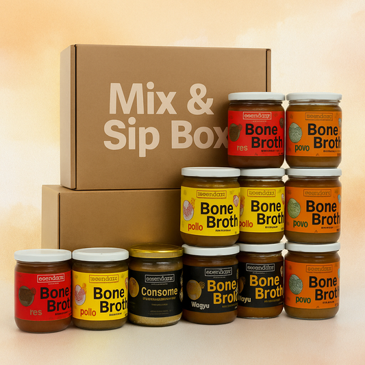 Mix & Sip Box – Caja Variada de Caldos de Huesos Serendipity (Pollo, Res, Pavo, Wagyu y Consomé)