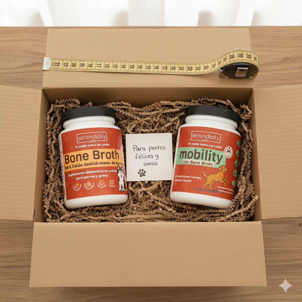 Frascos de Mobility Plus y caldo de huesos en polvo Serendipity Pets para perros y gatos, suplemento natural que apoya articulaciones, digestión y bienestar de las mascotas